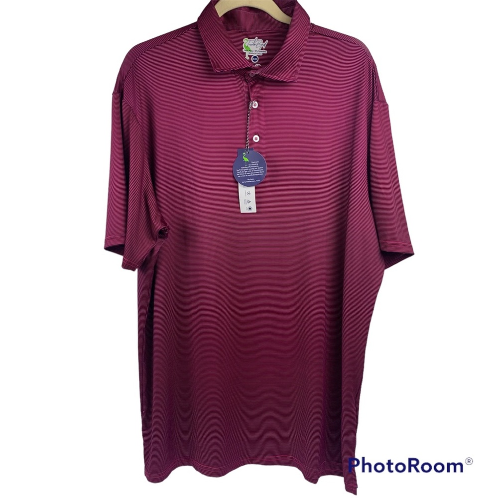 Tailorbyrd Men's XXL Performance Golf Polo Shirt Fuchia/Navy NWT SPF 30